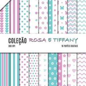 kit de papel digital rosa e tiffany