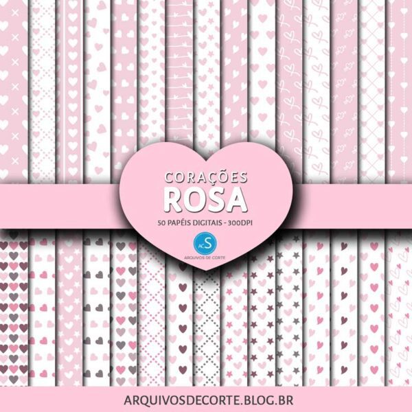 Papel digital Corações Rosa Papel digital Corações Rosa