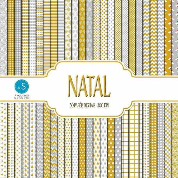 papel digital de natal prata e dourado