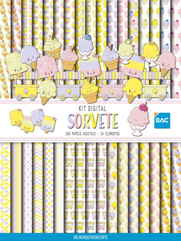 kit digital sorvete Combo Papel Digital Dia das Crianças - Imagem 3