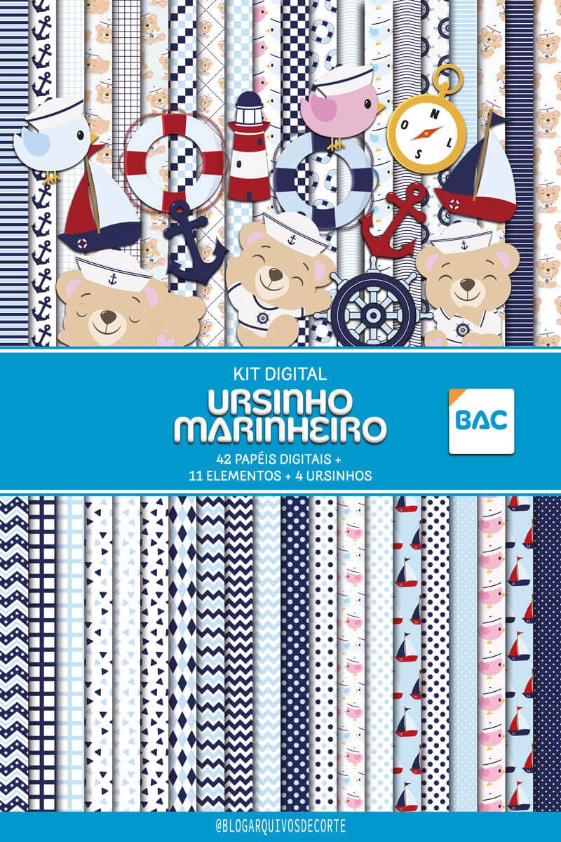 Kit Digital Ursinho Marinheiro