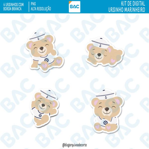 Kit Digital Ursinho Marinheiro