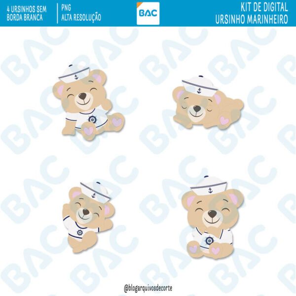 Kit Digital Ursinho Marinheiro