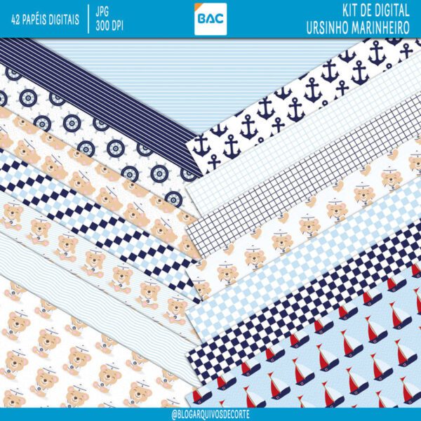 Kit Digital Ursinho Marinheiro - Imagem 7