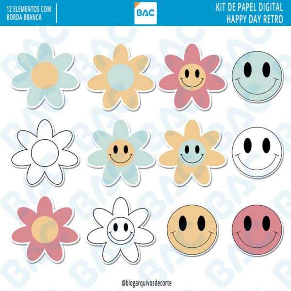 Kit digital Happy Day Retro