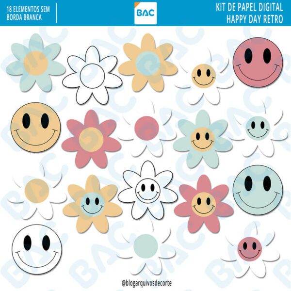 Kit digital Happy Day Retro