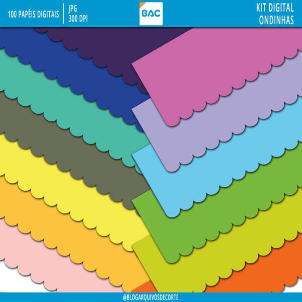 Kit de Papel Digital Ondinhas 100 cores Kit de Papel Digital Ondinhas 100 cores