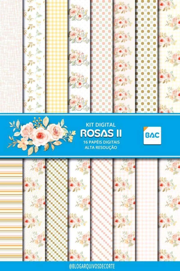 Kit de Papel Digital Rosas II Kit de Papel Digital Rosas II