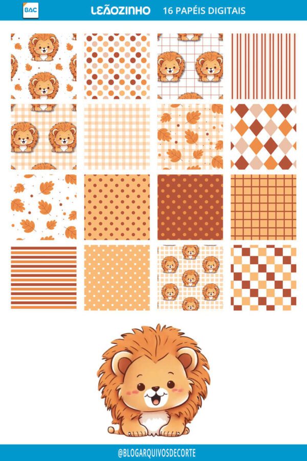 Kit de Papel Digital Leãozinho