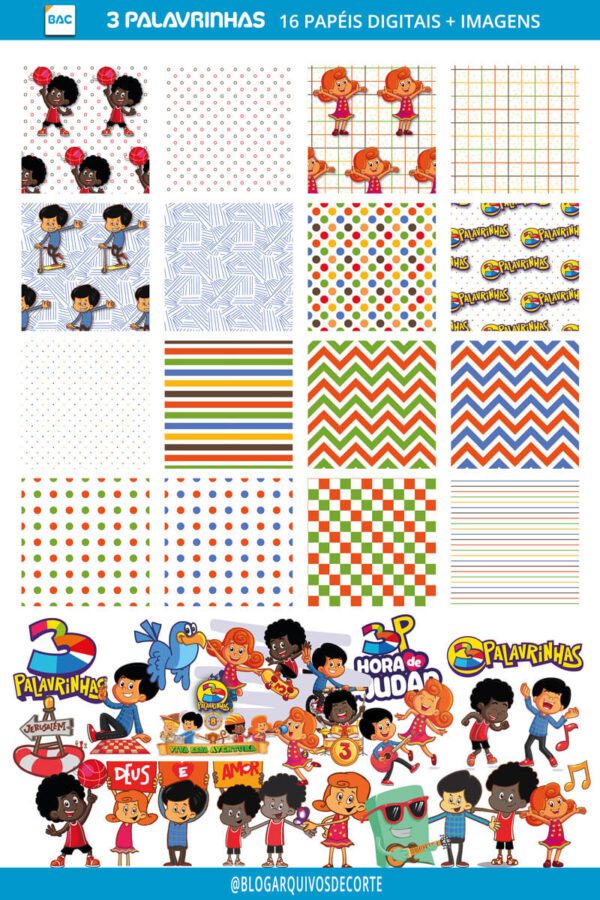 kit_de_papel_digital_3_palavrinhas Papel Digital 3 Palavrinhas
