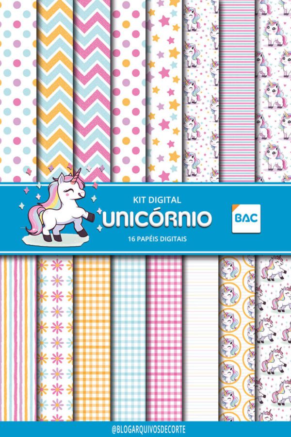 kit_digital_unicornio Papel Digital Unicórnio