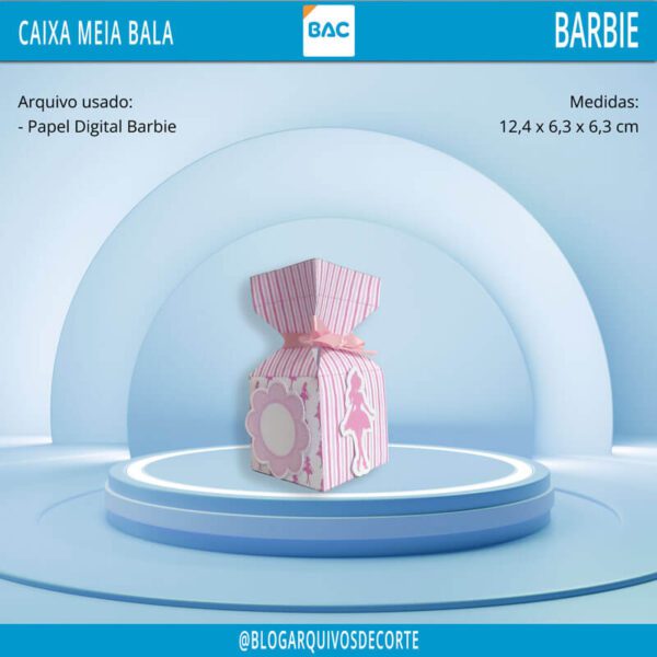 caixa-meia-bala Kit Digital Festa Barbie - Caixa meia bala Barbie