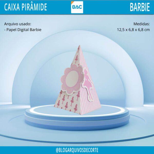 caixa-piramide Kit Digital Festa Barbie - Caixa pirâmide Barbie