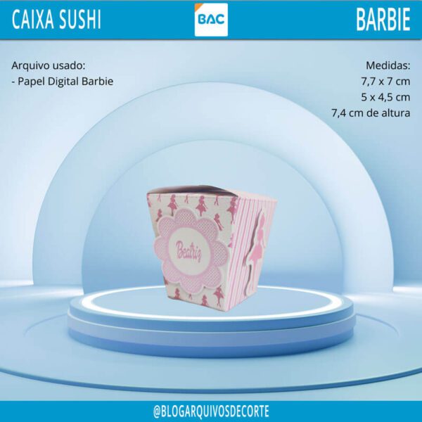 caixa-sushi Kit Digital Festa Barbie - Caixa Sushi da Barbie
