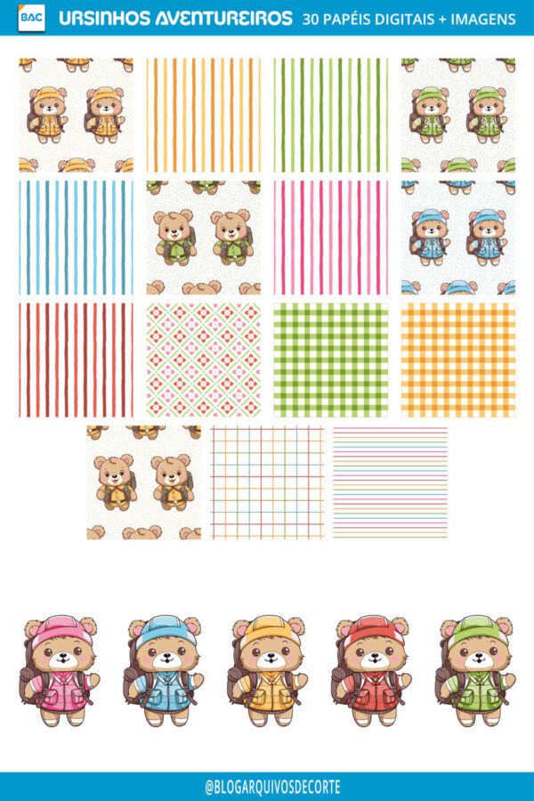 Papel Digital Ursinhos Aventureiros