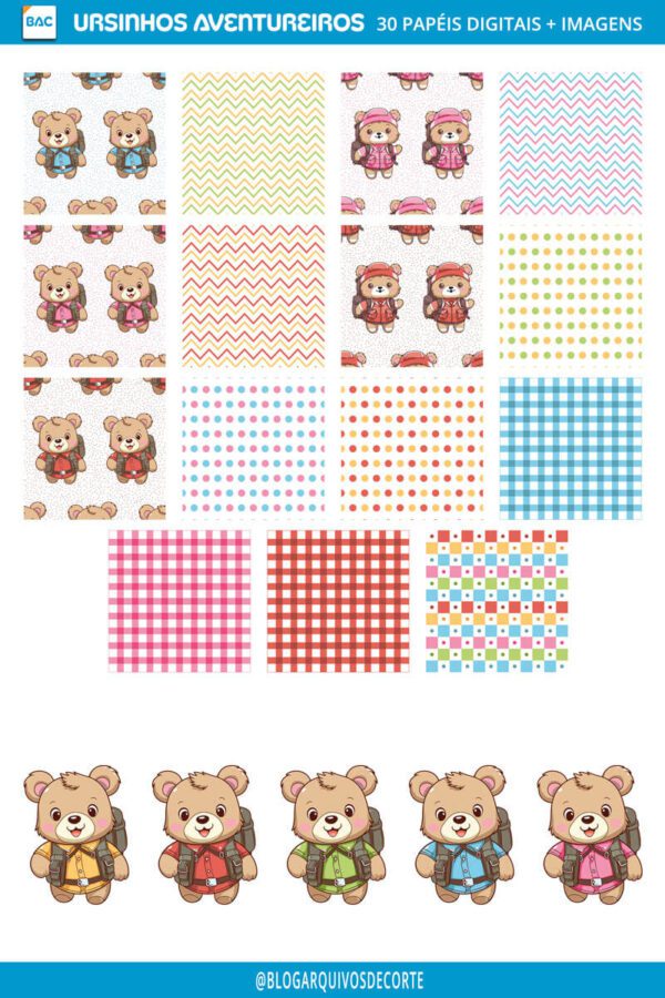 Papel Digital Ursinhos Aventureiros