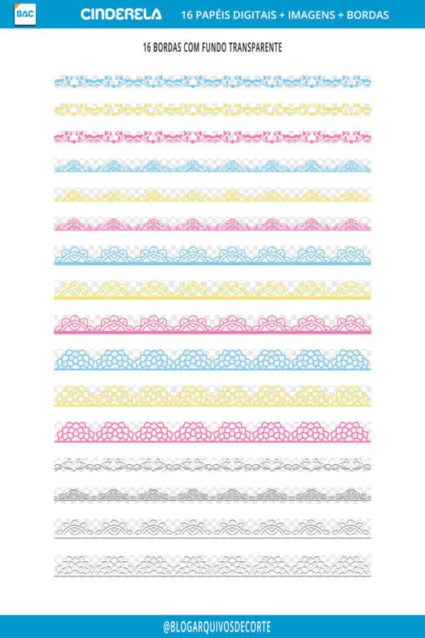 bordas_cinderela Papel Digital Cinderela