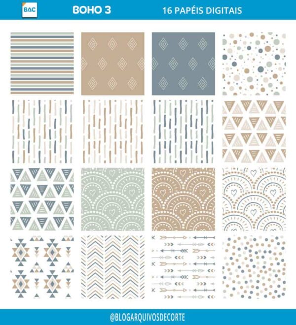 Kit de Papel Digital Boho-3