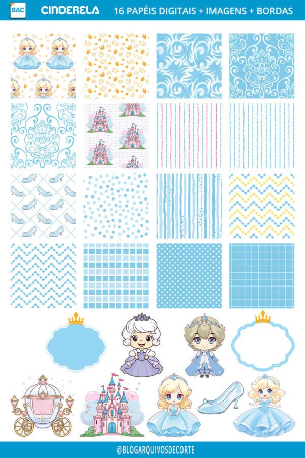 kit_de_papel_digital_cinderela Papel Digital Cinderela