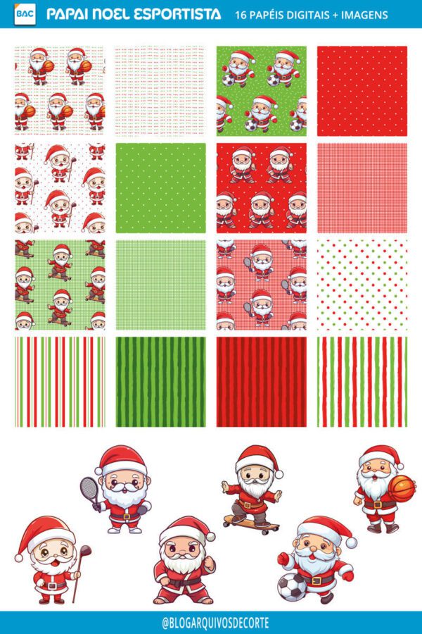 Papel Digital Papai Noel Esportista