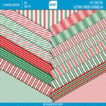 Papel Digital Listras Verde-Vermelho