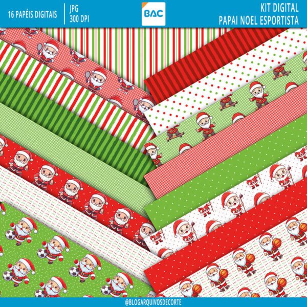Papel Digital Papai Noel Esportista