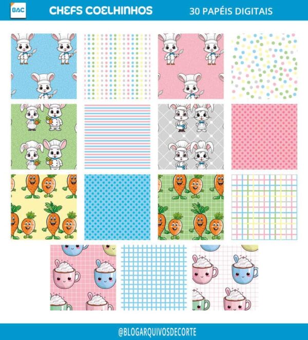 Kit de Papel Digital Chefs Coelhinhos - Páscoa 2024