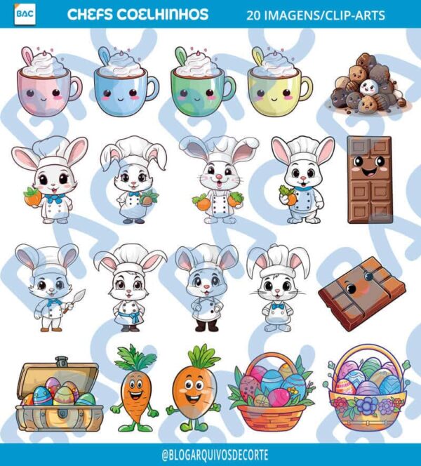 Kit de Papel Digital Chefs Coelhinhos - Páscoa 2024