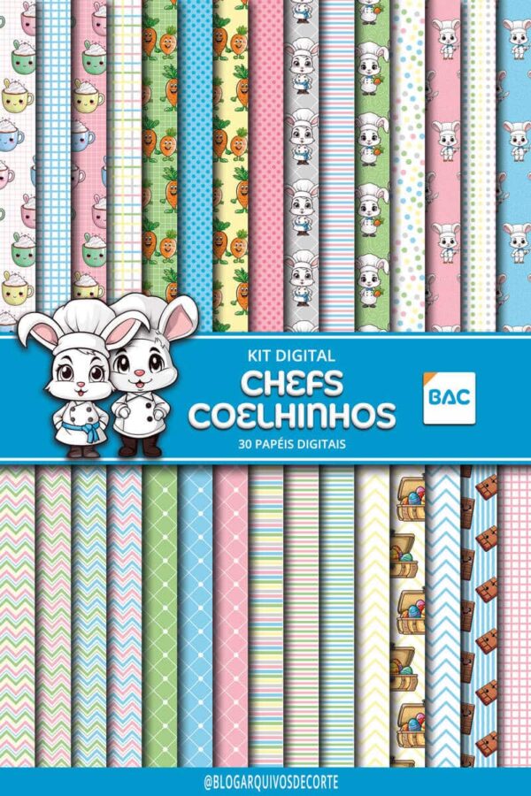 Kit de Papel Digital Chefs Coelhinhos - Páscoa 2024 Kit de Papel Digital Chefs Coelhinhos - Páscoa 2024