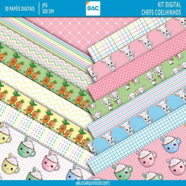 Kit de Papel Digital Chefs Coelhinhos - Páscoa 2024