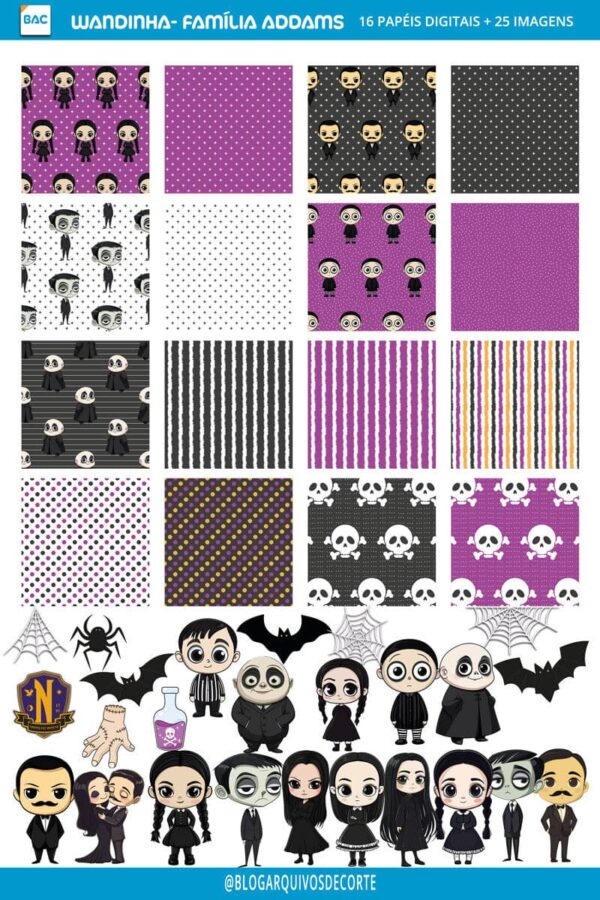 Papel Digital Wandinha - Família Addams