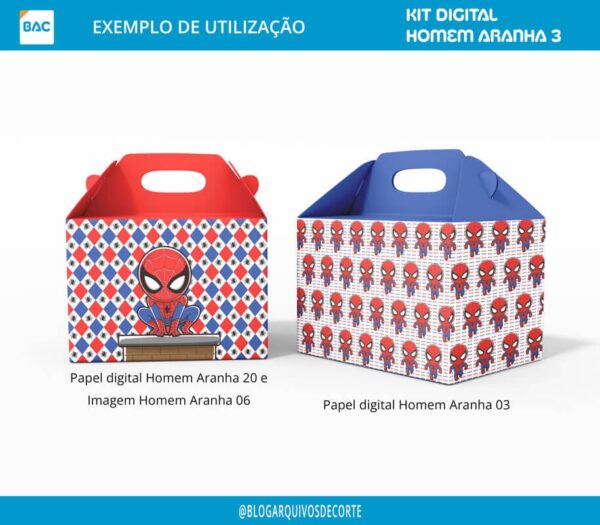 caixa-lanche-homem-aranha Kit de Papel Digital Homem Aranha 3