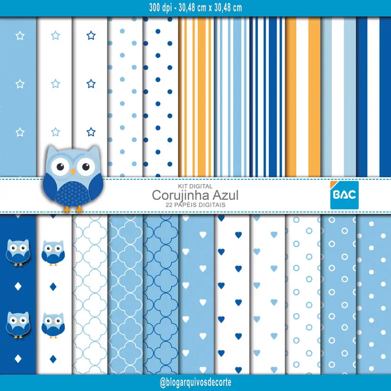 papel digital corujinha azul Papel digital Corujinha azul