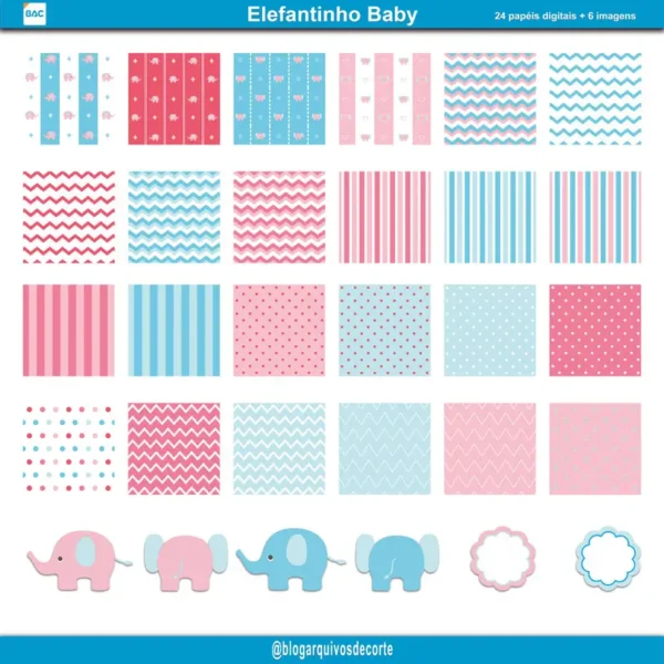 Papel digital Elefantinho Baby