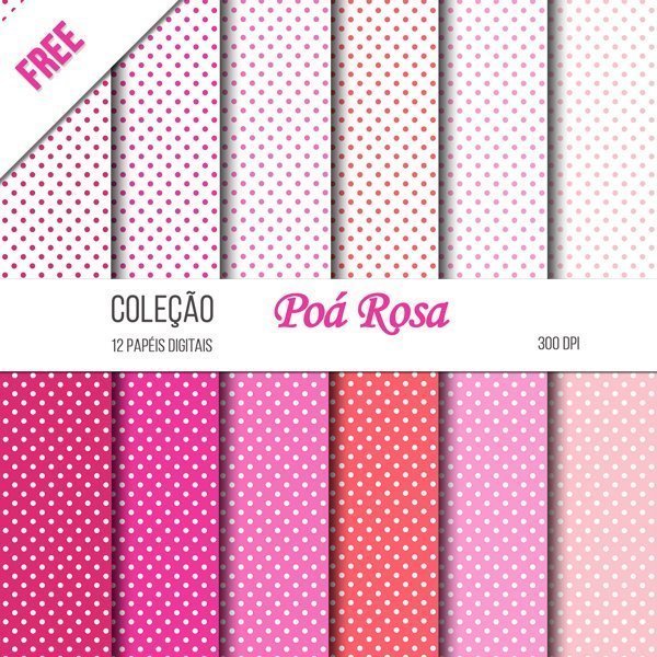 Papel digital poa rosa - poá rosa