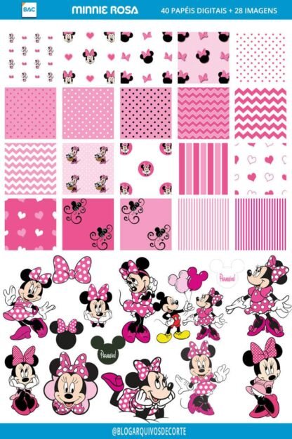 Kit de papel digital Minnie rosa