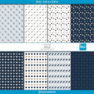Kit de papel digital Azul