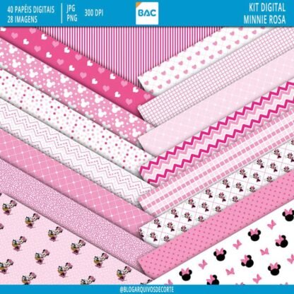 Kit de papel digital Minnie rosa