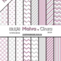 Kit de papel digital Malva e Cinza