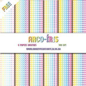 Papel digital arco iris grátis