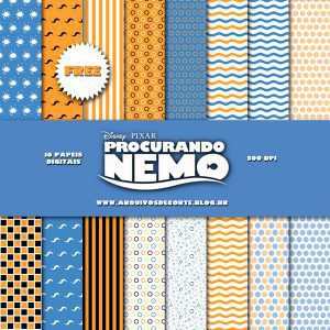 Kit de papel digital Procurando Nemo