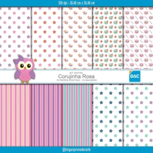 Papel Digital Corujinha Rosa