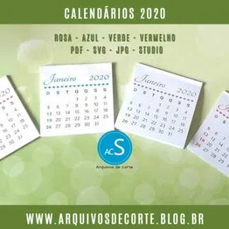 Calendários 2020 para imprimir