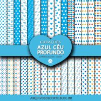 Papel digital Corações Azul Céu