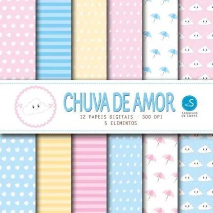 Papel digital Chuva de Amor