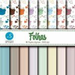 papel digital de folhas colorido