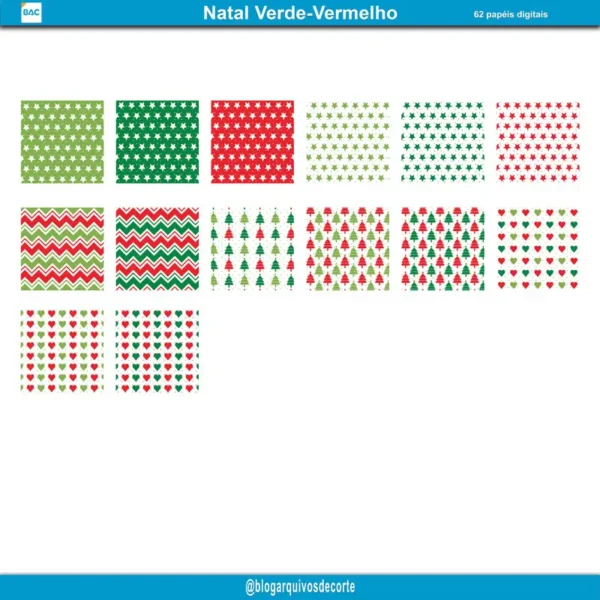 Papel Digital de Natal Verde e Vermelho