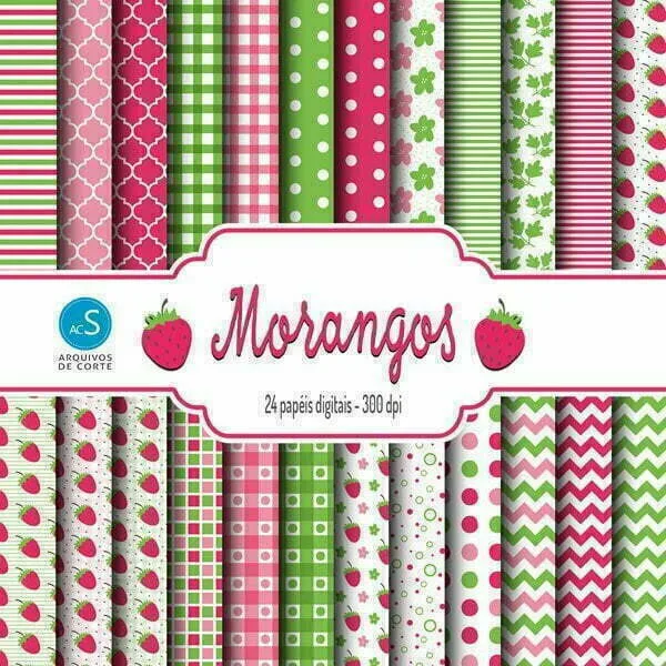 Papel digital Morango