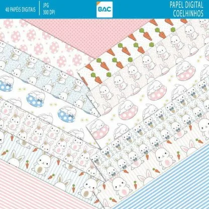 Papel digital Páscoa Coelhinhos - Imagem 3