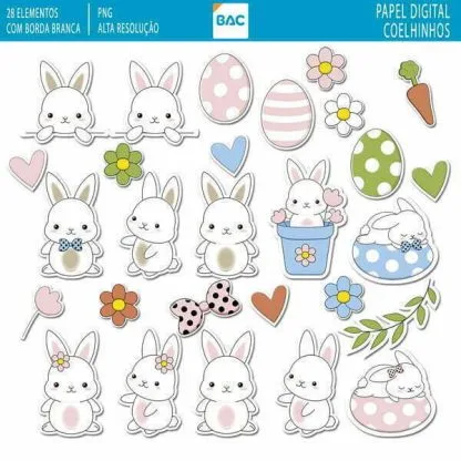 Papel digital Páscoa Coelhinhos - Imagem 4